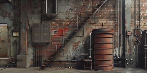 Industrial Chic: Design a background inspired by industrial aesthetics, featuring exposed brick, metal accents, and gritty textures.