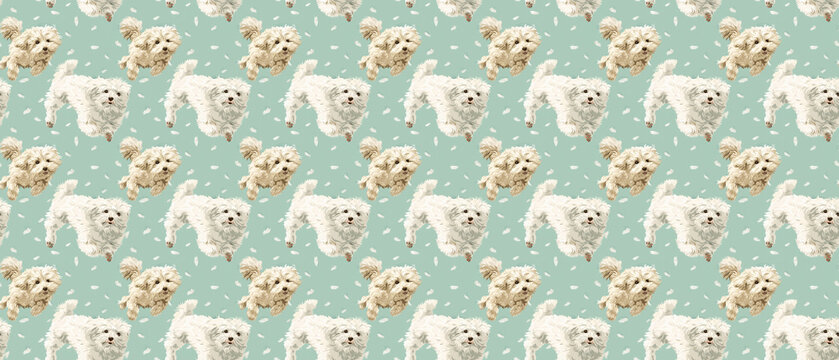 귀여운 말티즈 도안 심리스 패턴