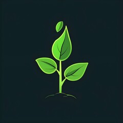 sprout growing from the ground on dark background Generative AI