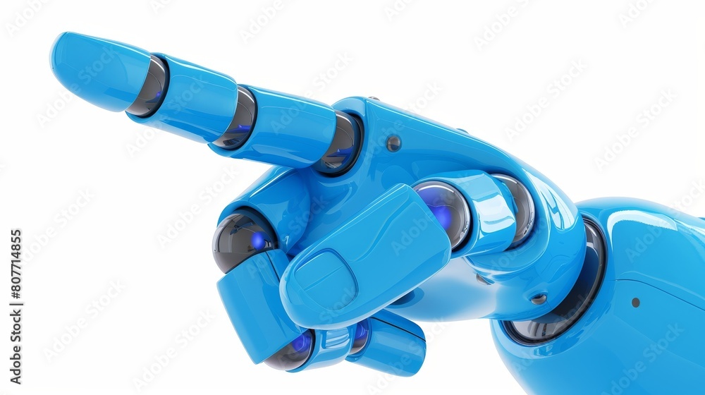 Poster an isolated 3d illustration of a robotic hand pointing upwards. an image of a robot showing directio