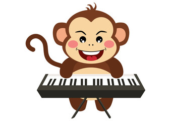 Funny monkey playing the piano