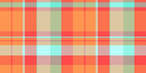 Fold background fabric vector, comfortable textile tartan plaid. Nostalgia check seamless pattern texture in orange and red colors.