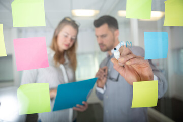business people meeting at office and use post it notes