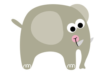 Happy baby elephant isolated on white