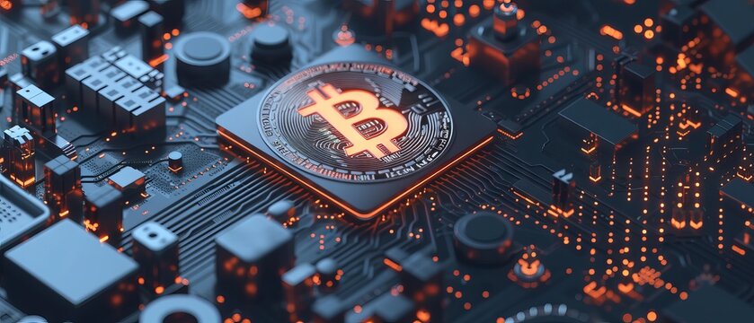 Innovative digital currency concept: bitcoin cryptocurrency - A visual guide to the future of finance