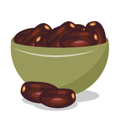 Sweet dates in a green bowl
