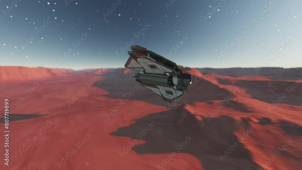 Wall mural spaceships travelling at high speed on a unknown planet