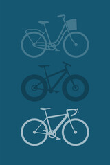 Obraz premium Various bikes vector illustration, granny bike, fat bike and road bike.