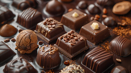  World Chocolate Day Element, 
A variety of chocolates are on a table.

