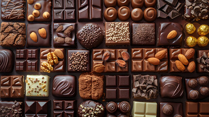 World Chocolate Day Element,
A variety of chocolates are displayed in a store.
