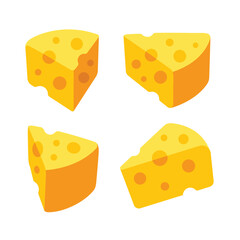 Cheese slice in cartoon style isolated on white background vector illustration