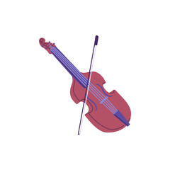 Flat vector illustration of a violin on isolated background.
