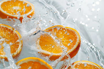 orange slices with water splash.