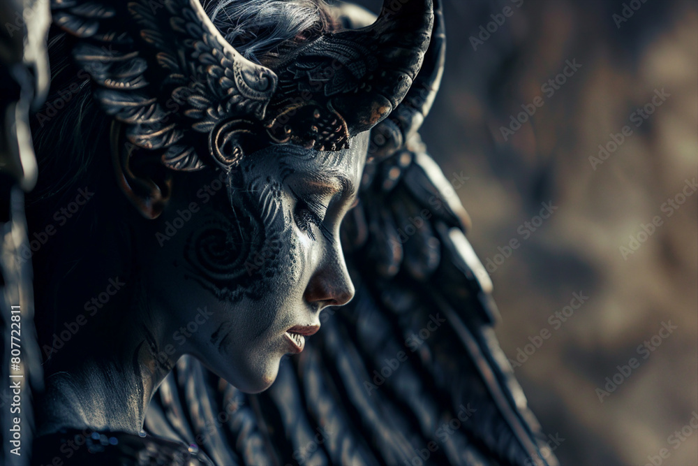 Poster two devils portrait of mythological characters generative ai
