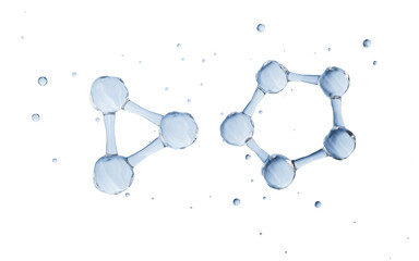 Blue molecular structure, skincare and biomedical concept, 3d rendering.