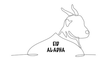 mosque domes and goats. Eid al adha concept one-line drawing