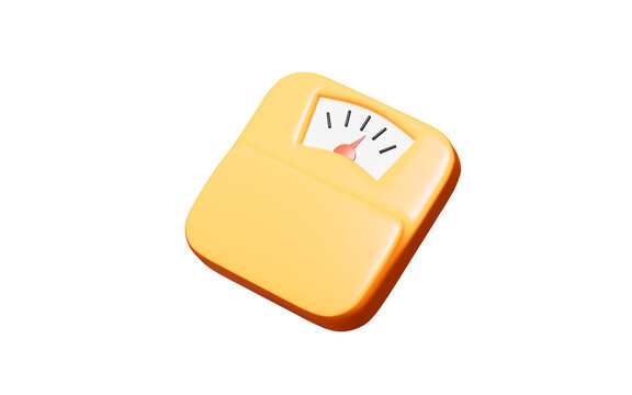 Cartoon weight scale model, health and exercise concept, 3d rendering.