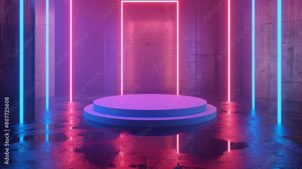 Poster create a 3d rendering of a stage with a spotlight