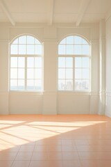 3d render of an empty room with two windows