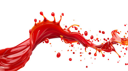 Red paint or ketchup splash isolated on transparent background