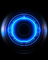 glowing blue circle on a black background