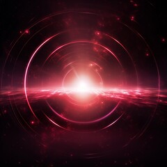 Obraz premium Red and pink glowing planet or star with rings of light in space