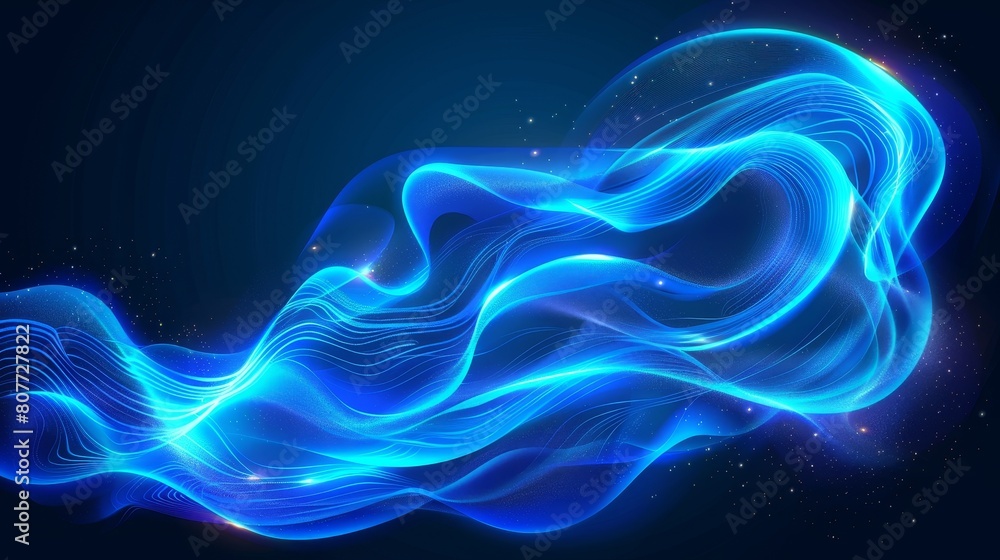 Poster air light effect created by a cold wind. fresh blue wave modern. clean conditioner stream loop. tran