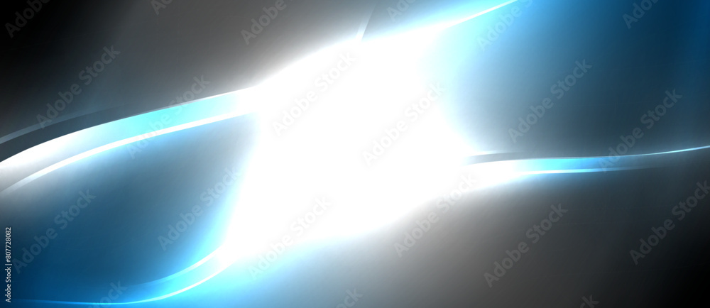 Poster electric blue and white light illuminating the dark background, creating a mysterious atmosphere rem