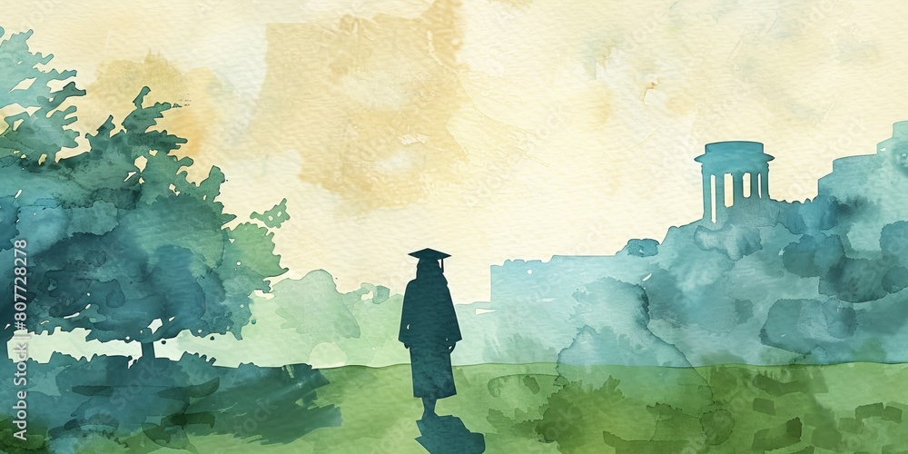 Poster a man is walking in a park with trees in the background. the sky is cloudy and the man is wearing a 