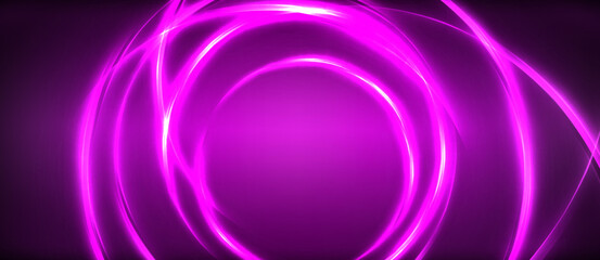 Vibrant purple and magenta circles shine on a deep purple background, creating a colorful visual effect. This artful display is perfect for entertainment venues