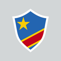 Democratic Republic of the Congo Flag in Shield Shape Frame