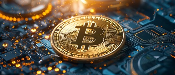 Innovative bitcoin mining concept: advanced cryptocurrency blockchain network visualization as digital artwork for tech enthusiasts