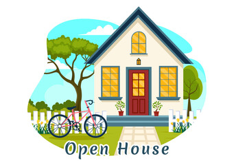 Open House Vector Illustration for Inspection Property Welcome to Your New Home Real Estate Service in Flat Cartoon Background Design
