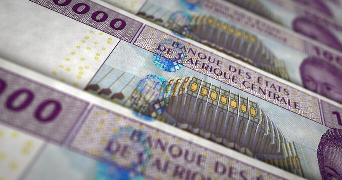 Central African CFA Franc money banknotes print 3d illustration