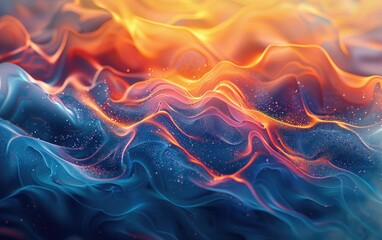 Dynamic energy flow abstract blue and orange background