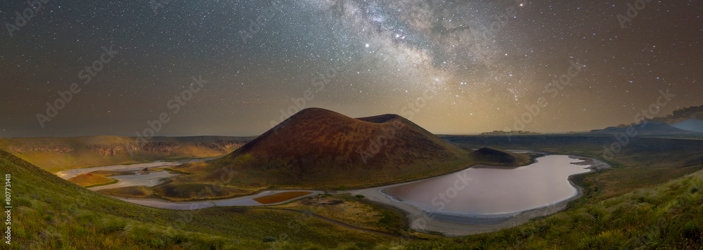 Poster meke crater lake in konya, turkey. the lake no longer exists because of global warming.