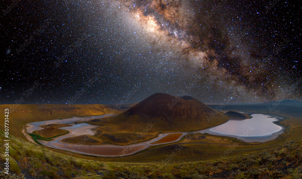 Poster meke crater lake in konya, turkey. the lake no longer exists because of global warming.