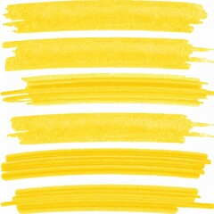 Yellow marker brush lines. Highlighter underline scribbles. Paint pen handdrawn strokes.  illustration of grunge freehand watercolor ink pencil marks  icon, white background