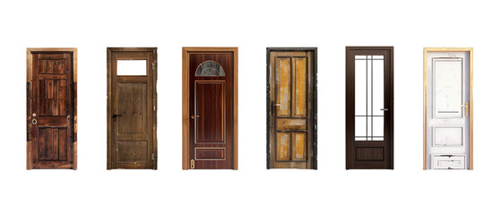 Wooden doors isolated PNG transparent background