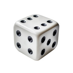 d&eacute; &agrave; jouer blanc &agrave; 6 faces isol&eacute; sur fond transparent