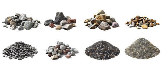 Set of gravel piles PNG transparent background