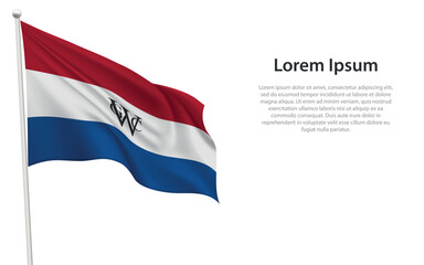 Dutch West India Company Flag Waving on a White Background