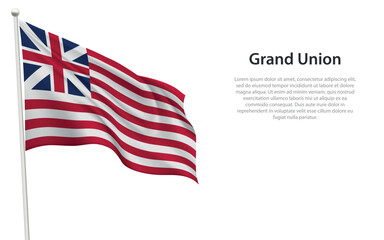 Grand Union Flag Waving on a White Background