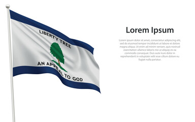 Liberty Tree Flag Waving on a White Background
