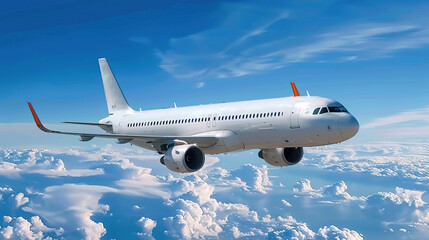 Obraz premium A civil aviation aircraft is flying in the clouds