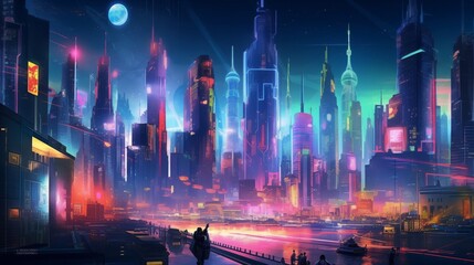 Neon Noir: Futuristic Cyberpunk Cityscape