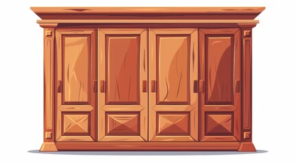 A drawing of modern wardrobe furniture, isolated on a white background. Elements for living room interior, wooden closet with closed doors, room accessories.
