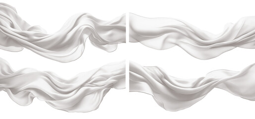 Set of floating white fabrics, cut out