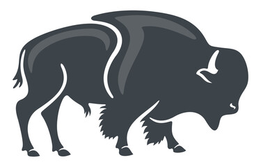 American bison and buffalo, animal, cattle and horned cattle. Wildlife, horned, ox and bull, illustration