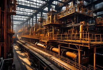 Fototapeta premium fascinating industrial beauty complexity sites machinery, architecture, buildings, city, cityscape, constructions, development, equipment, factories